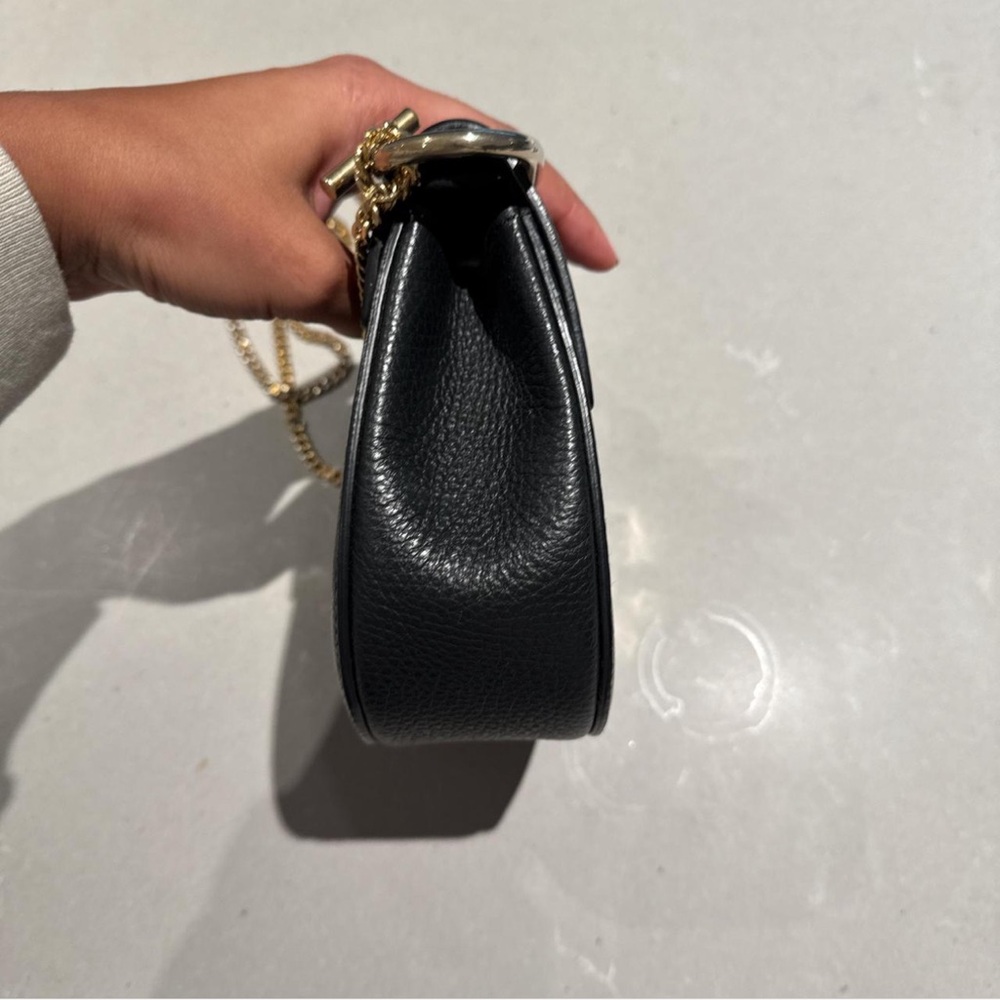 Chloe Drew Black Leather Pebble Crossbody Bag View 4